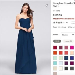 David's Bridal Dresses - David's Bridal Navy Strapless Chiffon Dress David's Bridal Dresses - David's Bridal Navy Strapless Chiffon Dress